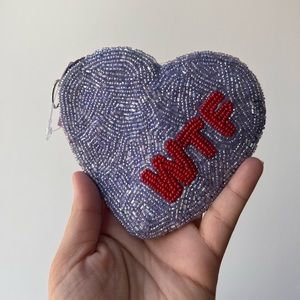 Beaded heart coin purse nwt
